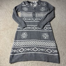 Lucky Brand Womens Nordic Sweater Dress Medium Gray