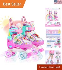 Rainbow Unicorn Kids Roller Skates for Girls Toddler Ages 2-4 5-8 8-12,Adjust...