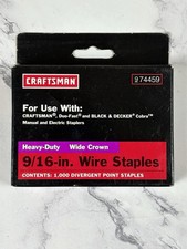 Craftsman Heavy Duty Wide Crown 9/16&rdquo; Staples For Staple Gun (974459), New