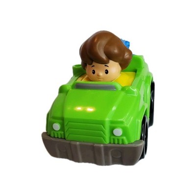 Fisher Price Little People Wheelies Green Tow Truck Car with Dad Man Boy