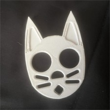 White Cat Face High Density Polymer Keychain, Self Defense Tool