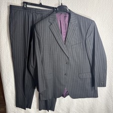 Jack Victor Exclusive 46L Medium Gray Pinstripe Super 120's 2 Piece Suit 44x28