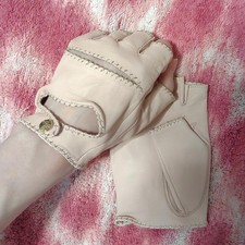 90s / Early 00s Vintage Vivienne Westwood Pale Pink / Beige Leather Gloves
