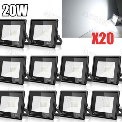 20X 20W LED Fluter Flutlicht Strahler Scheinwerfer Außen Baustrahler Garten IP66