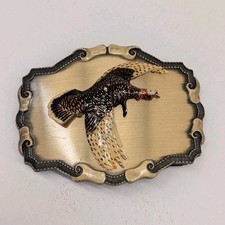 1970's Raintree Flying Turkey Made In USA Metal Belt Buckle
