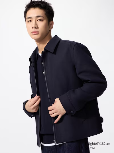 Uniqlo Single Collar Short Blouson Navy Medium | eBay
