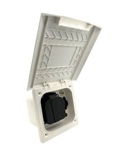 Powerpart White External Utility Box TV SAT 12v 240v Socket Outlet Motorhome RV