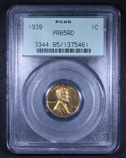 1939 Lincoln Wheat Cent - 1c PCGS PR65 RD - OGH - Red
