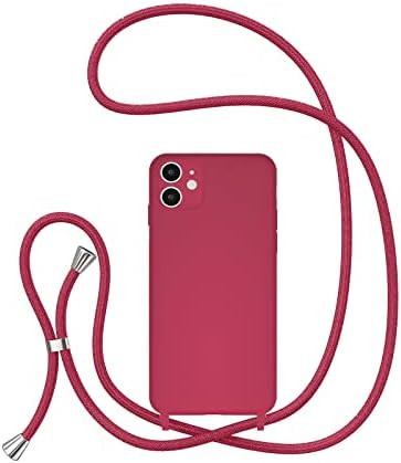 Slim Silicone Crossbody Lanyard Case for iPhone 12 Pro Max with Detachable Strap