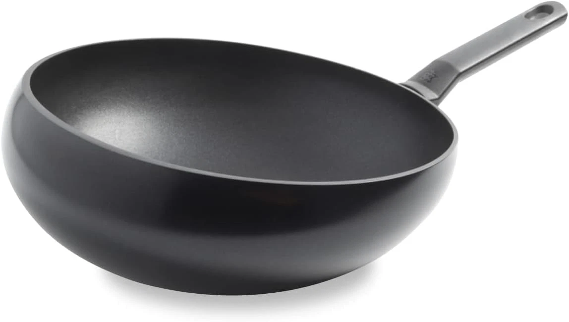 Wokarang Healthy Induction Safe 30cm Ceramic Wok with Stainless Steel Handle, Bac...