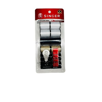 SINGER Hand Sewing Thread 12 Spools Needles & Threader Assorted Colors Polyester
