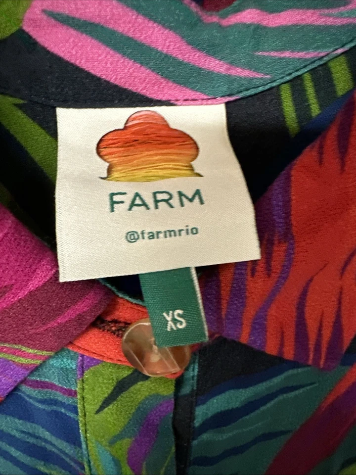 Macacão Farm Rio Anthropologie folhas da meia-noite, Urban Casual Vacationcore tamanho XS - Imagem 4 de 4