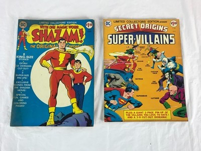 2 DC Comics 1974 Shazam C-27 - 1975 Secret Origins Super Villains C-39 Oversized