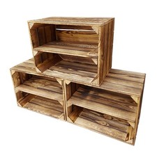Wooden Crates, Storage Boxes with Shelves, 39x29x24 cm, Rustic Decor Crate
