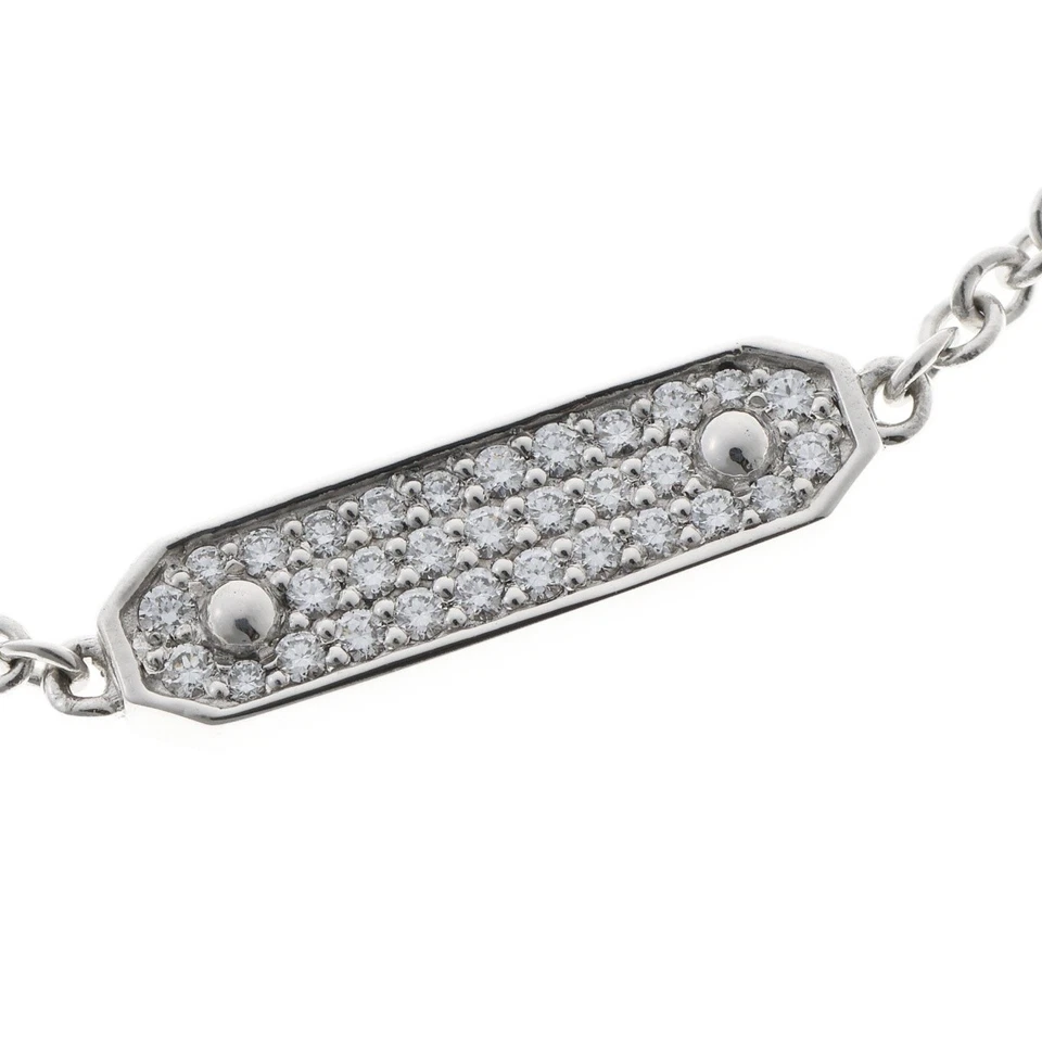 Brazalete de diamantes con cadena de etiqueta Tiffany & Co. K18wg AU750 oro blanco 634252 Foto 2 de 4