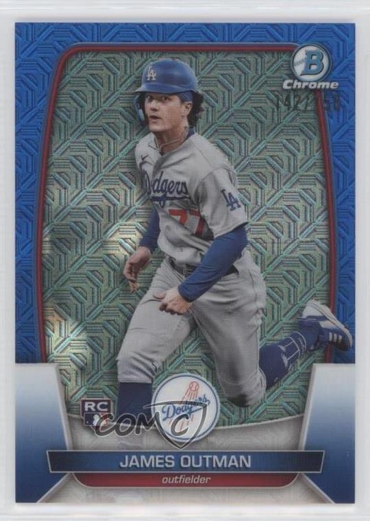 2023 Bowman Mega Box Chrome Blue Mojo Refractor 142/150 James Outman #13 0qi3