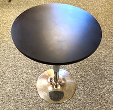 Round Adjustable Height Bar Table 55cm Black/Silver Metal Chrome Pedestal