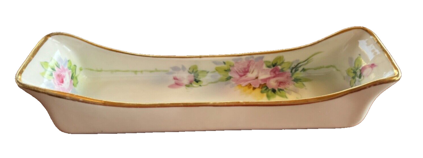 Vintage Morimura Nippon Trinket Dish / Hat Pin Tray Hand-Painted Porcelain