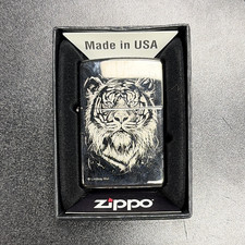 Zippo Tiger Face Animal Theme Collectible Lighter Made in USA In Box