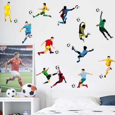 PVC Wandtattoo Fußballer Cartoon Design für Schlafzimmer Dekoration