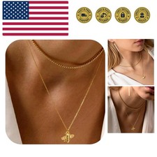 Dainty Gold Heart Necklace for Women - 14K Gold/Silver Plated Cute Heart Hand...