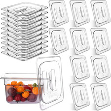 10 Pack 1/6 Size Clear Food Pan Lids Polycarbonate Universal Handled Food Pan...