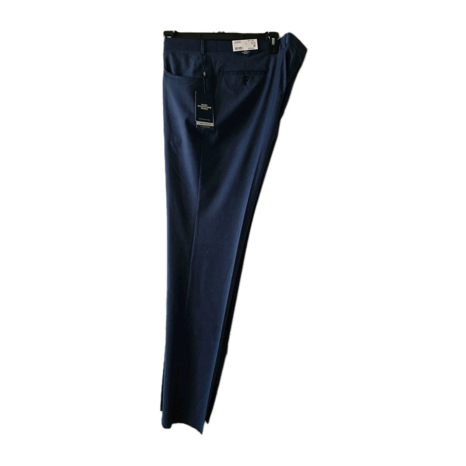 Hart Schaffer Marx Mens Pants 46R Blue New York Fit Stretch 5 Pocket Unhemmed