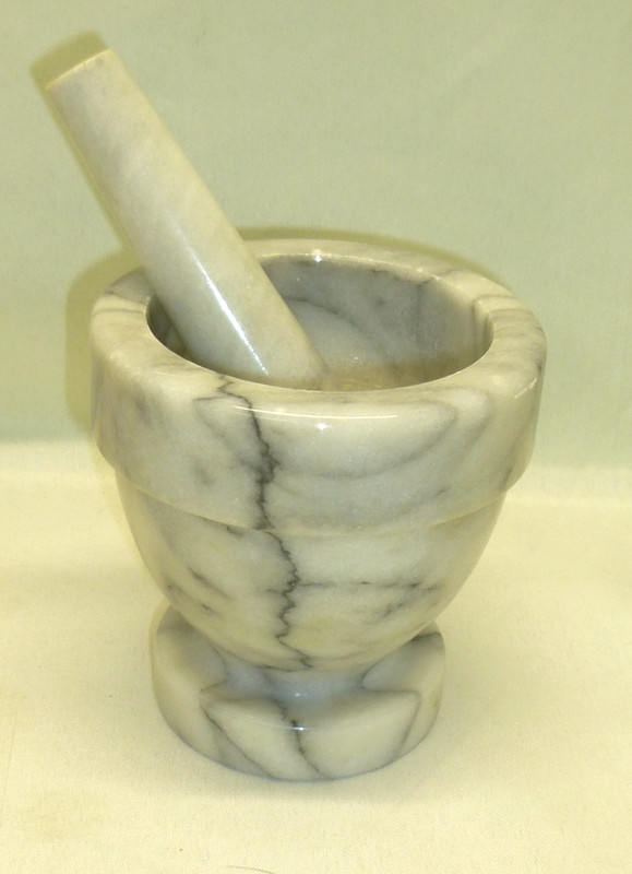 Marble Mortar and Pestle Set 4" Diameter With 5" Pestle Gray Heavy