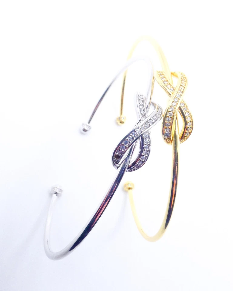 NUEVO Delicado Brazalete Fino Cristales Chapados en Oro 18kt Infinity Forever LOVE Foto 2 de 4