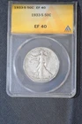 1933-S  ANACS Certified  EF  40 Walking Liberty Half Dollar