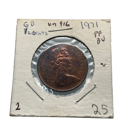 1971 2 NEW PENCE British Queen Elizabeth II DG REG FD Original