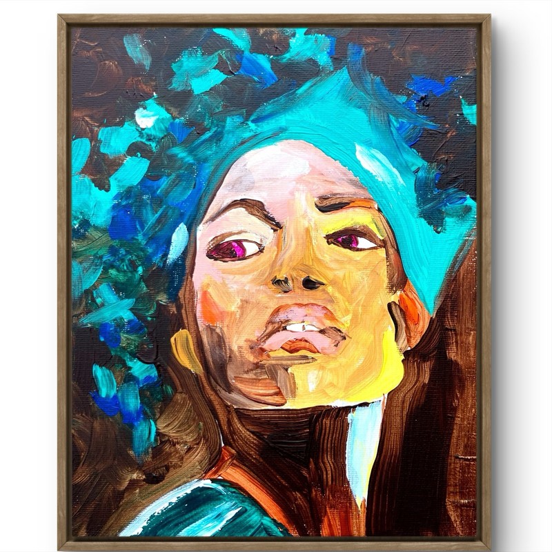 TITA PAINTZ Beautiful Black Woman Portrait Hand Painted Wall Art 8x10