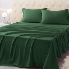Size Bed Sheet Set - 4 Piece Soft Microfiber Sheets with Deep Full Eden Green