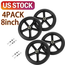 Wheels for Walker Rollator, 8 inch Two Pair, Black 4  Front 