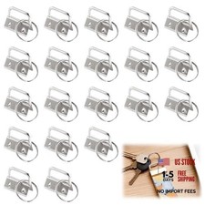 20Pcs Key Fob Hardware Set w/Keychain Rings - 1 Inch Silver Metal 20 Pcs Silver