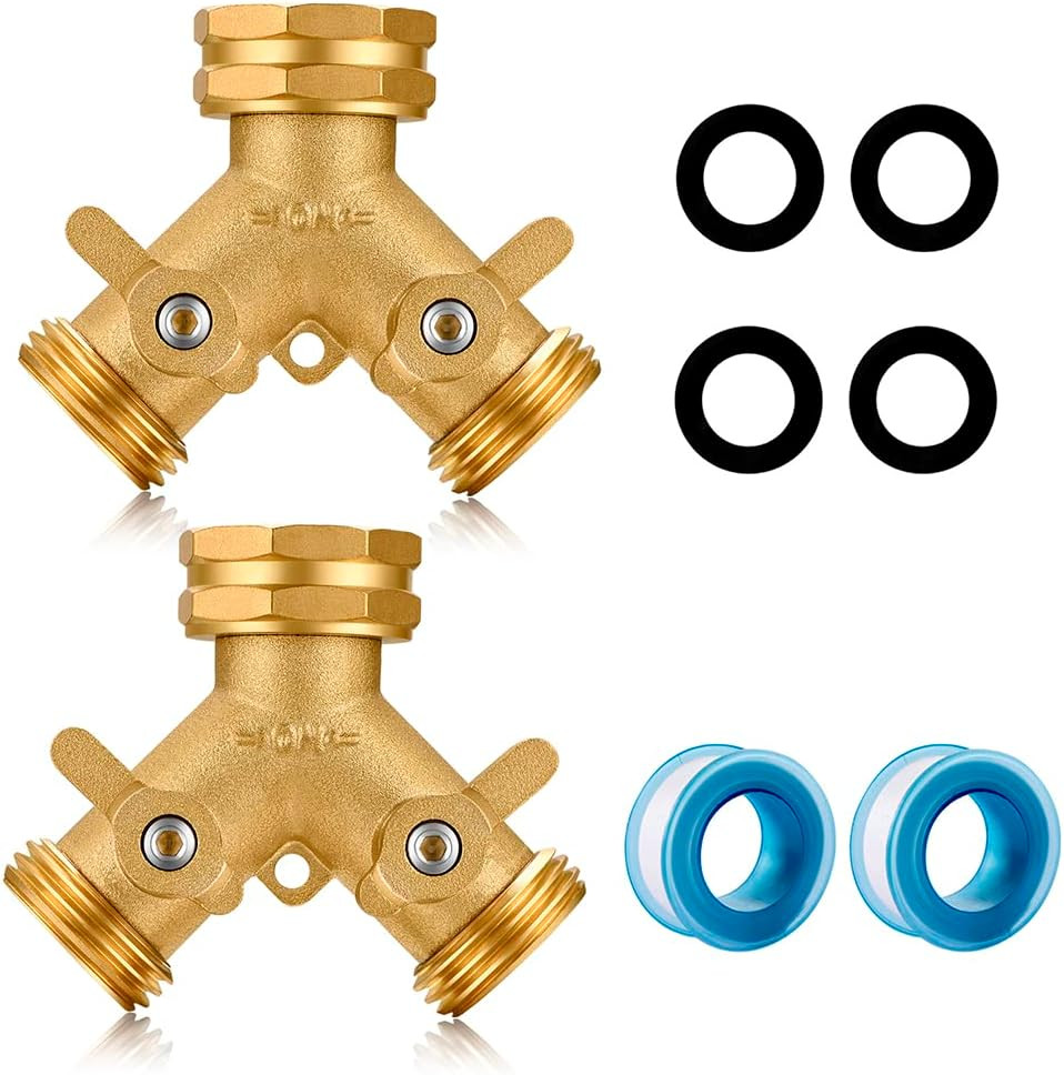 Garden Hose Splitter,2 Way Connector Heavy Duty Brass, Garden Faucet,Splitter...