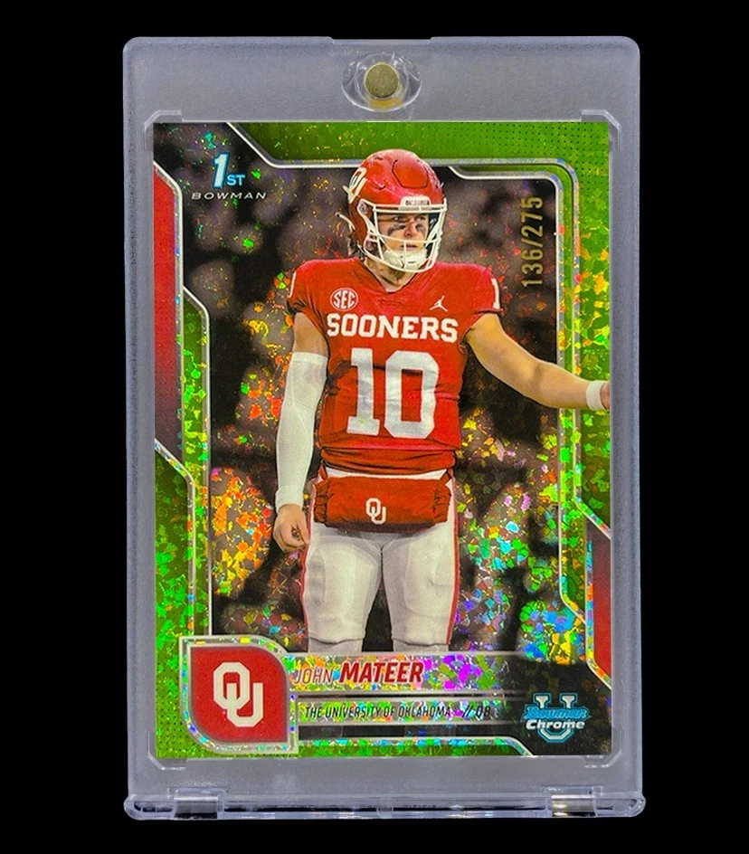 JOHN MATEER ROOKIE GREEN SHIMMER HOLO SSP /275 AQUA Non Auto - OKLAHOMA - Image 3 of 4