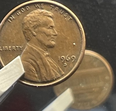 1969 D Rotated Die Penny No FG & Floating Roof DDO Double Strike !! Must See