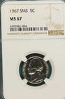 1967 SMS  NCG MS67 JEFFERSON NICKEL!! #A6383 — photo 1