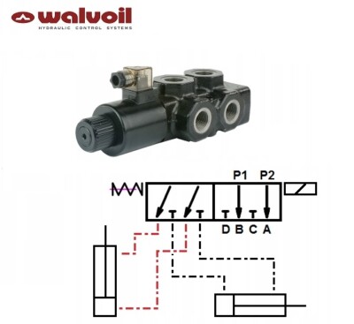 Valve De Commutation 6/2 - 1/2'' 90L/min 210Bar 12V