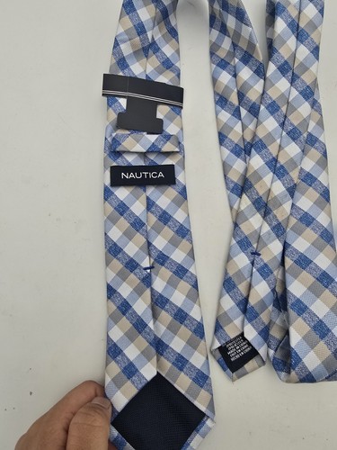 NAUTICA 100% Silk Tie Men's Blue White Necktie NEW #J - Picture 6 of 7
