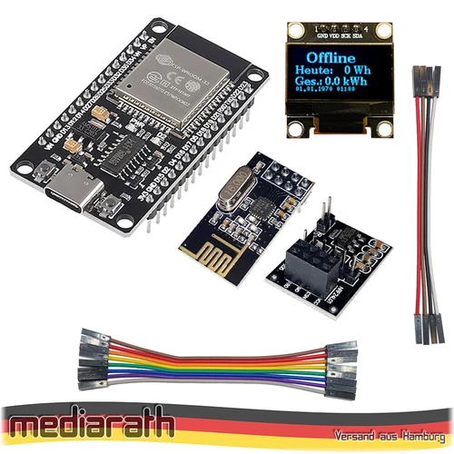 OpenDTU Hoymiles DIY Kit - ESP32 + Display + NRF24L01+ Modul + Socket + Kabel