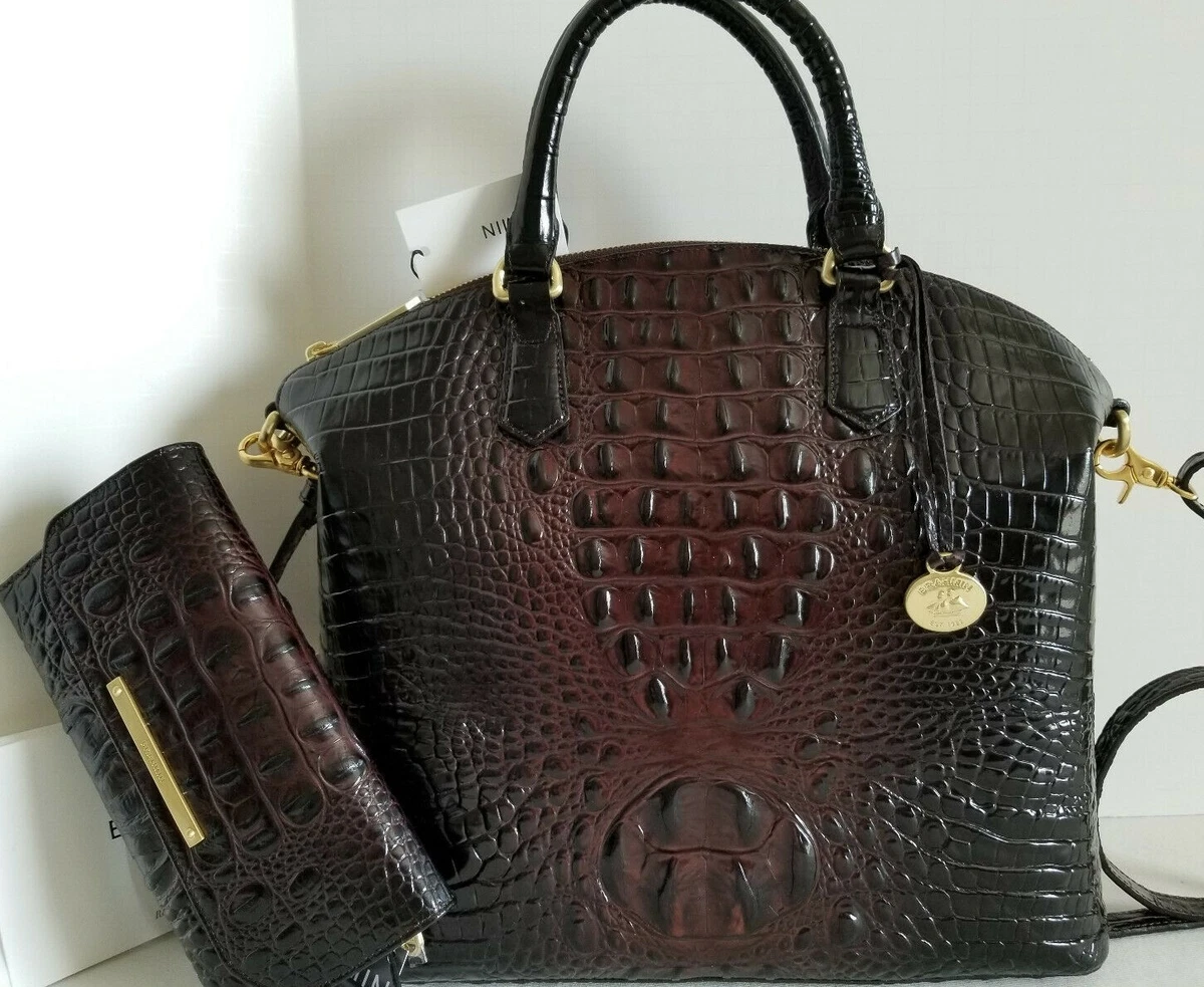 BRAHMIN Melbourne Collection Large Duxbury Crocodile-Embossed Dome Satchel  Bag