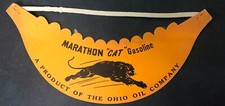 VINTAGE MARATHON CAT GASOLINE OHIO OIL COMPANY BLACK PANTHER ADVERTISING VISOR