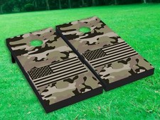 Camouflage US Flag Cornhole Toss Game Board Wraps Sticker Decals Graphic Skin