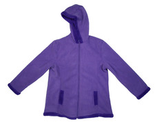 Totes Purple Long Sleeve Monkey Fleece Full Zip Up Hooded Jacket Womens L