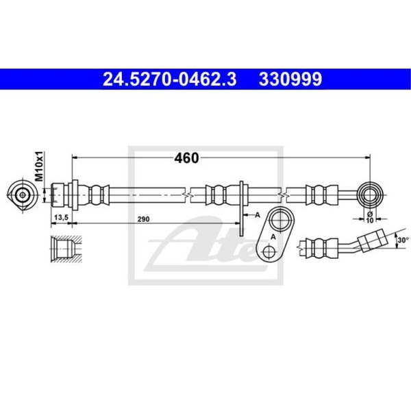ATE Bremsschlauch Bremsleitung Hinten Rechts FüR Honda Accord VII Tourer-image