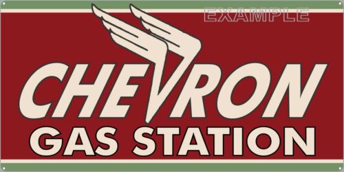 CHEVRON GAS STATION WING DESIGN VINTAGE OLD SIGN REMAKE ALUMINUM SIZE OPTIONS - Picture 1 of 2
