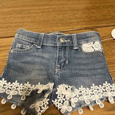 NWT Wonder Nation 12 Month Girls Flower Lace Crochet Jean Shorts