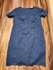 Ann Taylor Womens Blue Sheath Overlay Lace Dress Size 0 NWT